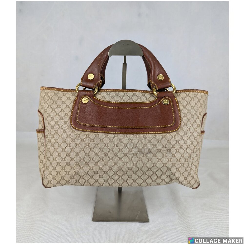 Authentic Celine Tote Bag Handbag Macadam Beige7 Vintage Based on Original Title